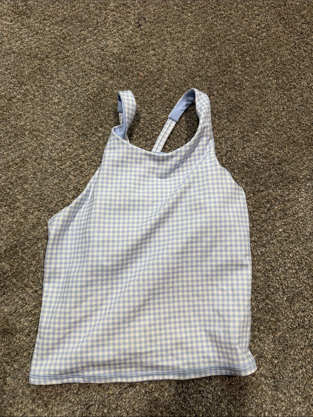 Light Blue Gingham Halter Tank Top - kids